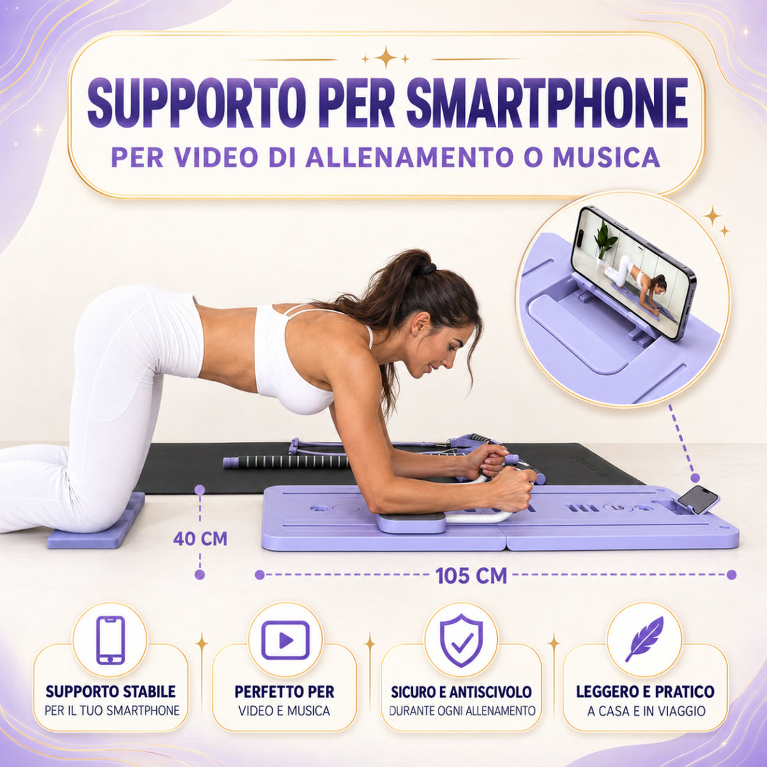 Pilates Reformer Board 8 in 1 – Lilla